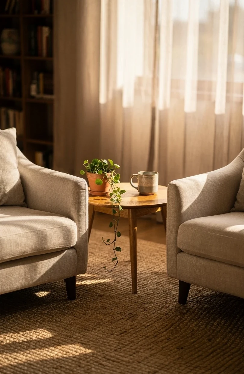 The welcoming reception area of the Tansem Psychology office in Leduc